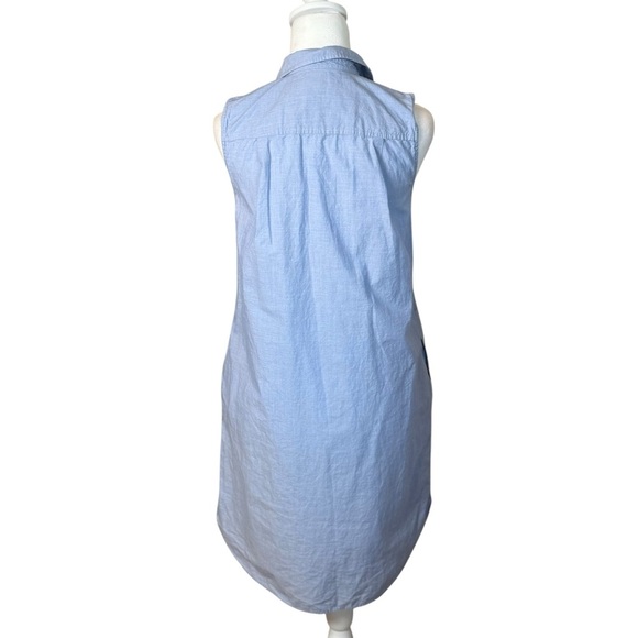 J Crew Sleeveless Oxford Blue Button Down Sleeveless Dress XS No Belt Preppy - Picture 5 of 12